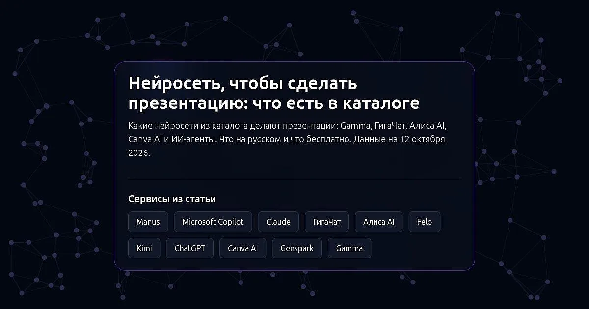 Статья AI Expertise: нейросети для презентаций — Gamma, ГигаЧат, Алиса AI, Canva AI и ИИ-агенты